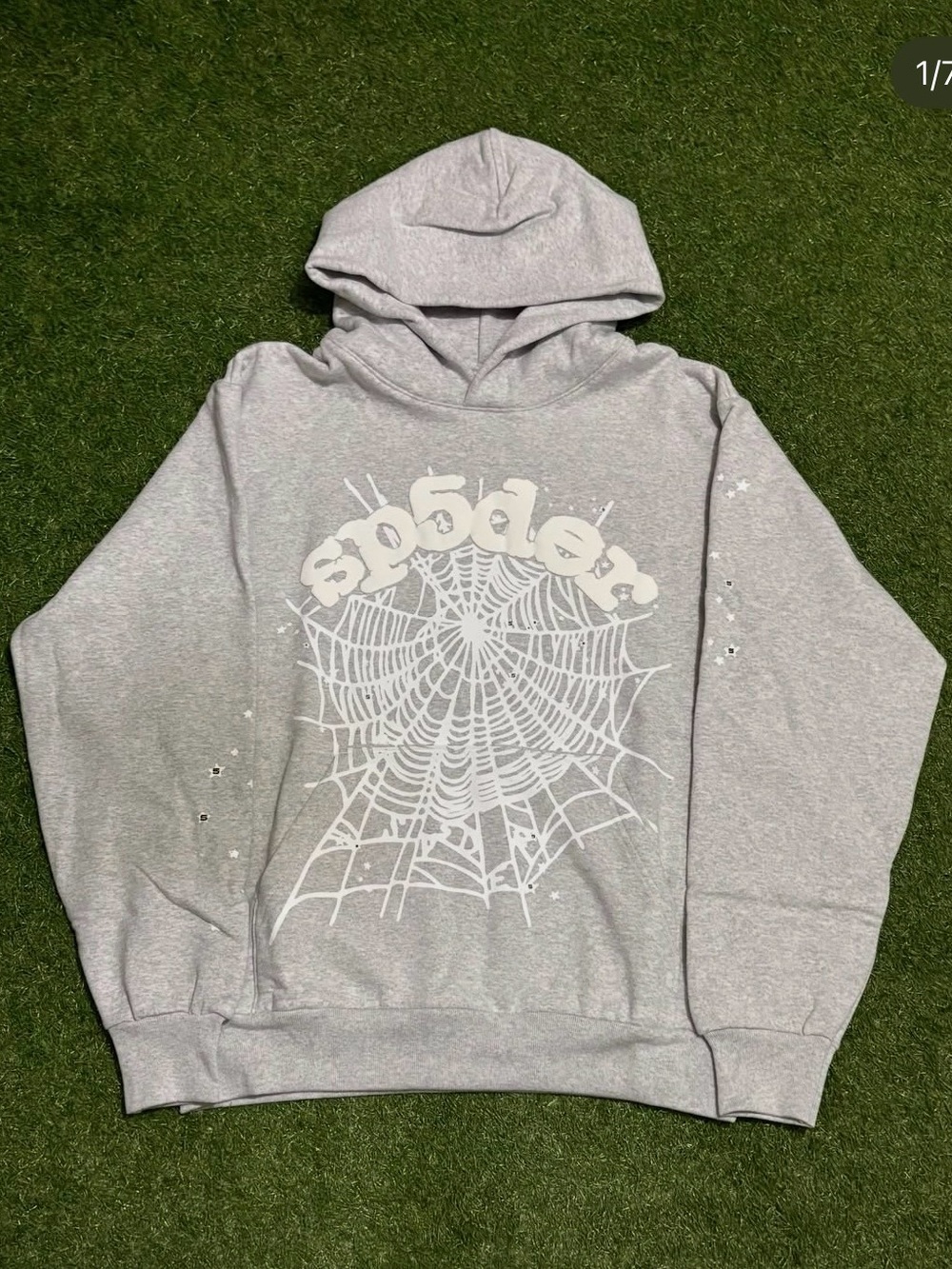 Gray Spider Web Graphic Hoodie Sweatshirt - Unbranded
